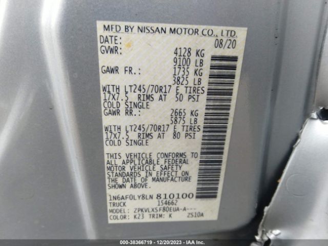 Photo 8 VIN: 1N6AF0LY8LN810100 - NISSAN NV CARGO NV2500 HD 