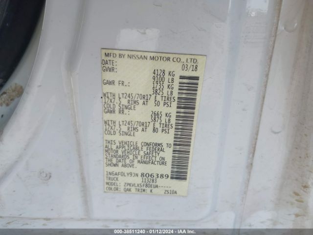 Photo 8 VIN: 1N6AF0LY9JN806389 - NISSAN NV CARGO NV2500 HD 