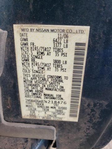 Photo 11 VIN: 1N6BA06A87N218476 - NISSAN TITAN XE 