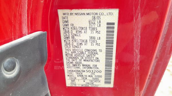 Photo 2 VIN: 1N6BA06B26N503200 - NISSAN TITAN 