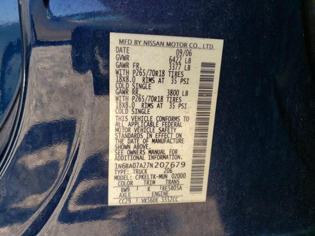 Photo 11 VIN: 1N6BA07A27N207679 - NISSAN TITAN XE 