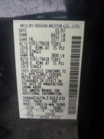 Photo 11 VIN: 1N6BA07A27N230220 - NISSAN TITAN XE 