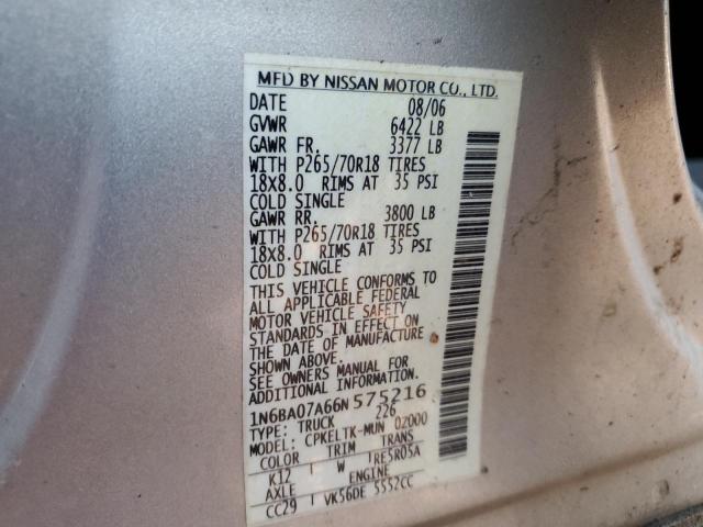 Photo 12 VIN: 1N6BA07A66N575216 - NISSAN TITAN XE 