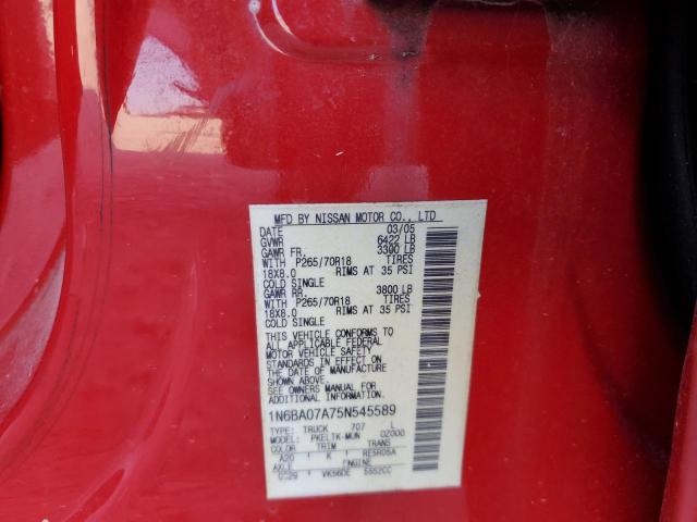 Photo 11 VIN: 1N6BA07A75N545589 - NISSAN TITAN XE 