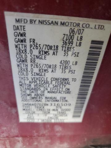 Photo 9 VIN: 1N6BA07D28N316509 - NISSAN TITAN XE 