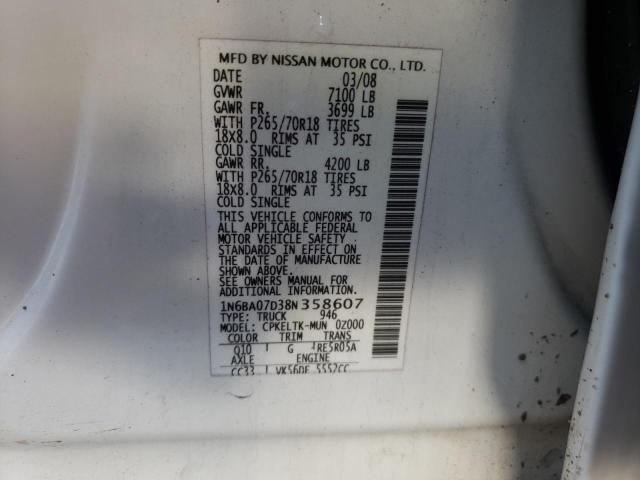 Photo 9 VIN: 1N6BA07D38N358607 - NISSAN TITAN XE 