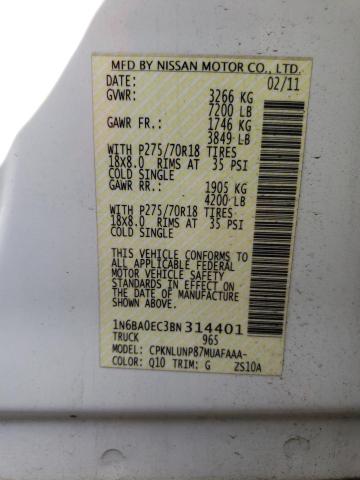 Photo 11 VIN: 1N6BA0EC3BN314401 - NISSAN TITAN S 