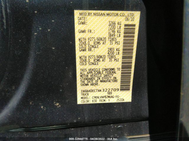 Photo 8 VIN: 1N6BA0EC7AN322709 - NISSAN TITAN 