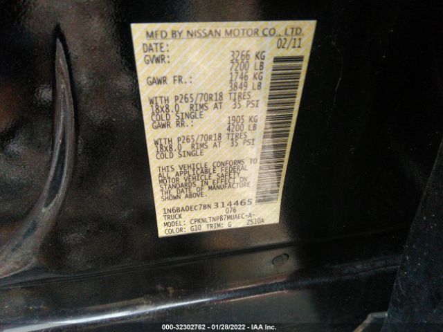 Photo 8 VIN: 1N6BA0EC7BN314465 - NISSAN TITAN 