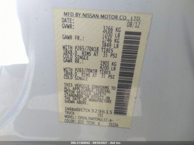 Photo 8 VIN: 1N6BA0EC7CN329615 - NISSAN TITAN 