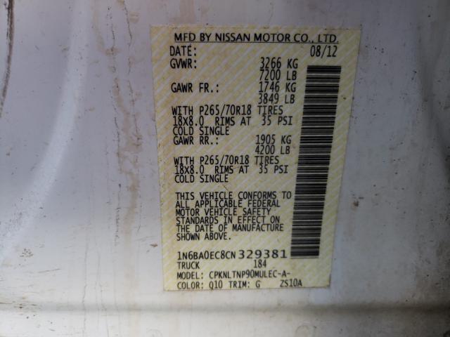 Photo 9 VIN: 1N6BA0EC8CN329381 - NISSAN TITAN S 