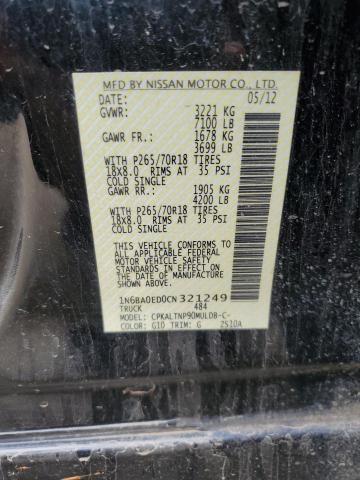 Photo 11 VIN: 1N6BA0ED0CN321249 - NISSAN TITAN S 