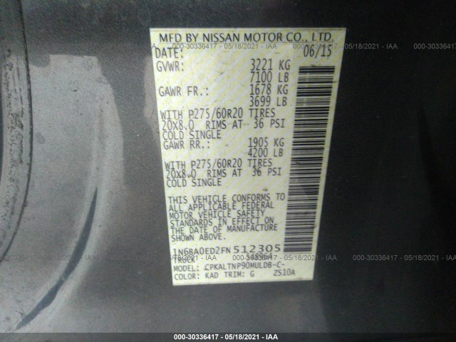 Photo 8 VIN: 1N6BA0ED2FN512305 - NISSAN TITAN 