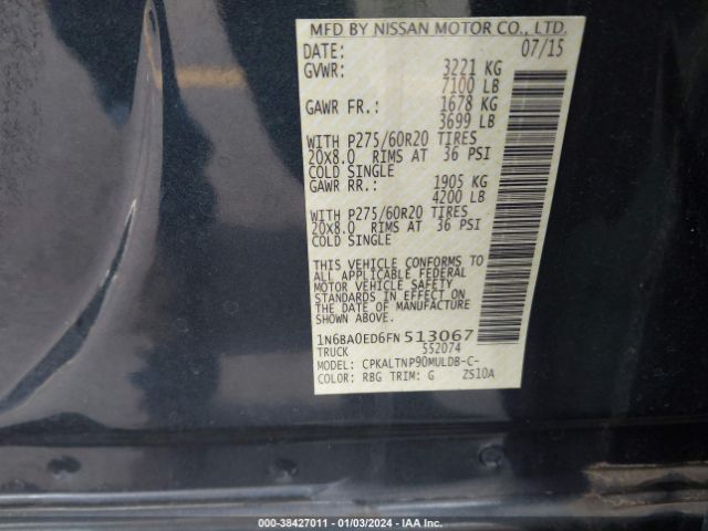 Photo 8 VIN: 1N6BA0ED6FN513067 - NISSAN TITAN 