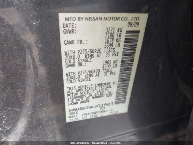 Photo 8 VIN: 1N6BA0ED7AN301903 - NISSAN TITAN 