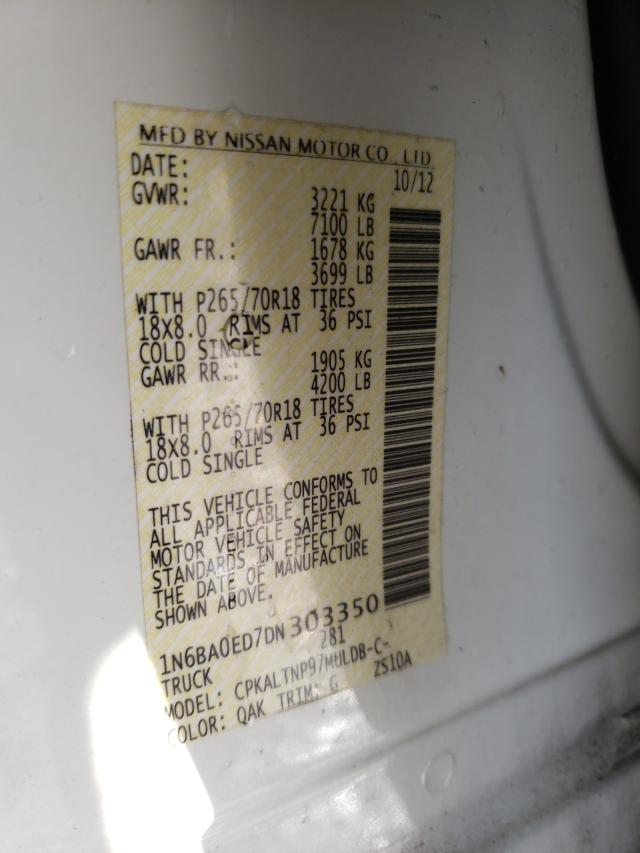 Photo 9 VIN: 1N6BA0ED7DN303350 - NISSAN TITAN S 