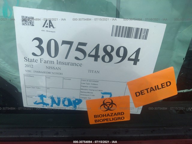 Photo 7 VIN: 1N6BA0ED8CN330281 - NISSAN TITAN 