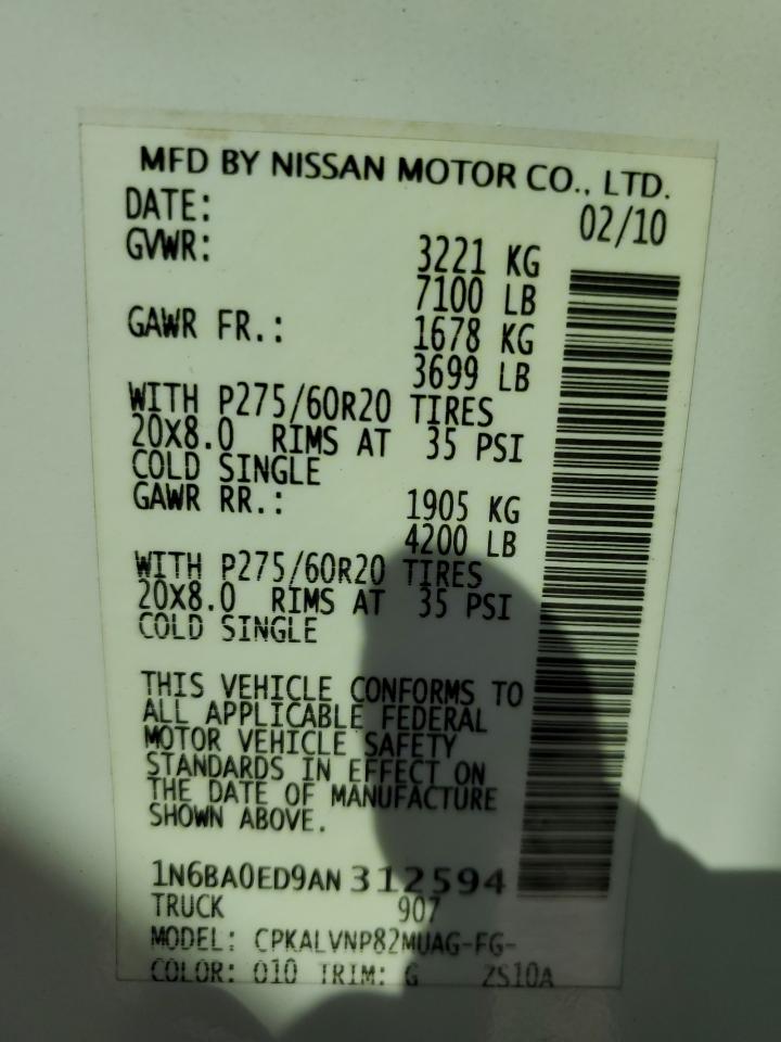 Photo 12 VIN: 1N6BA0ED9AN312594 - NISSAN TITAN 