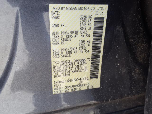 Photo 9 VIN: 1N6BA0EJ0EN504031 - NISSAN TITAN S 