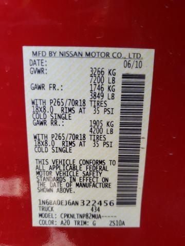 Photo 9 VIN: 1N6BA0EJ6AN322456 - NISSAN TITAN XE 