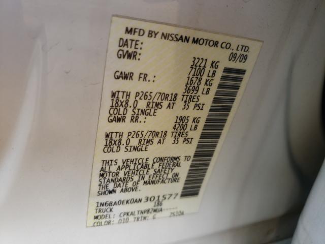 Photo 9 VIN: 1N6BA0EK0AN301577 - NISSAN TITAN XE 