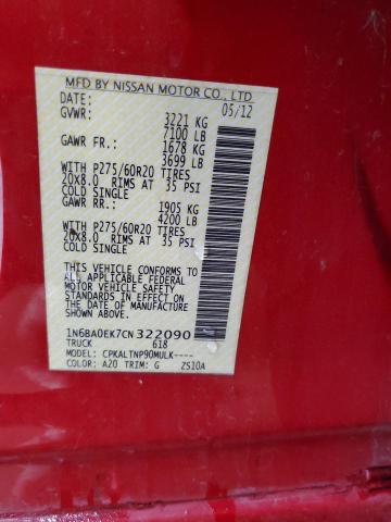 Photo 12 VIN: 1N6BA0EK7CN322090 - NISSAN TITAN S 