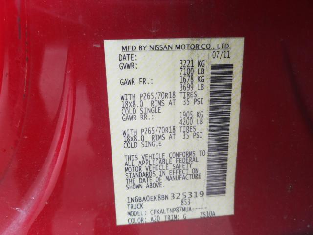 Photo 9 VIN: 1N6BA0EK8BN325319 - NISSAN TITAN S 