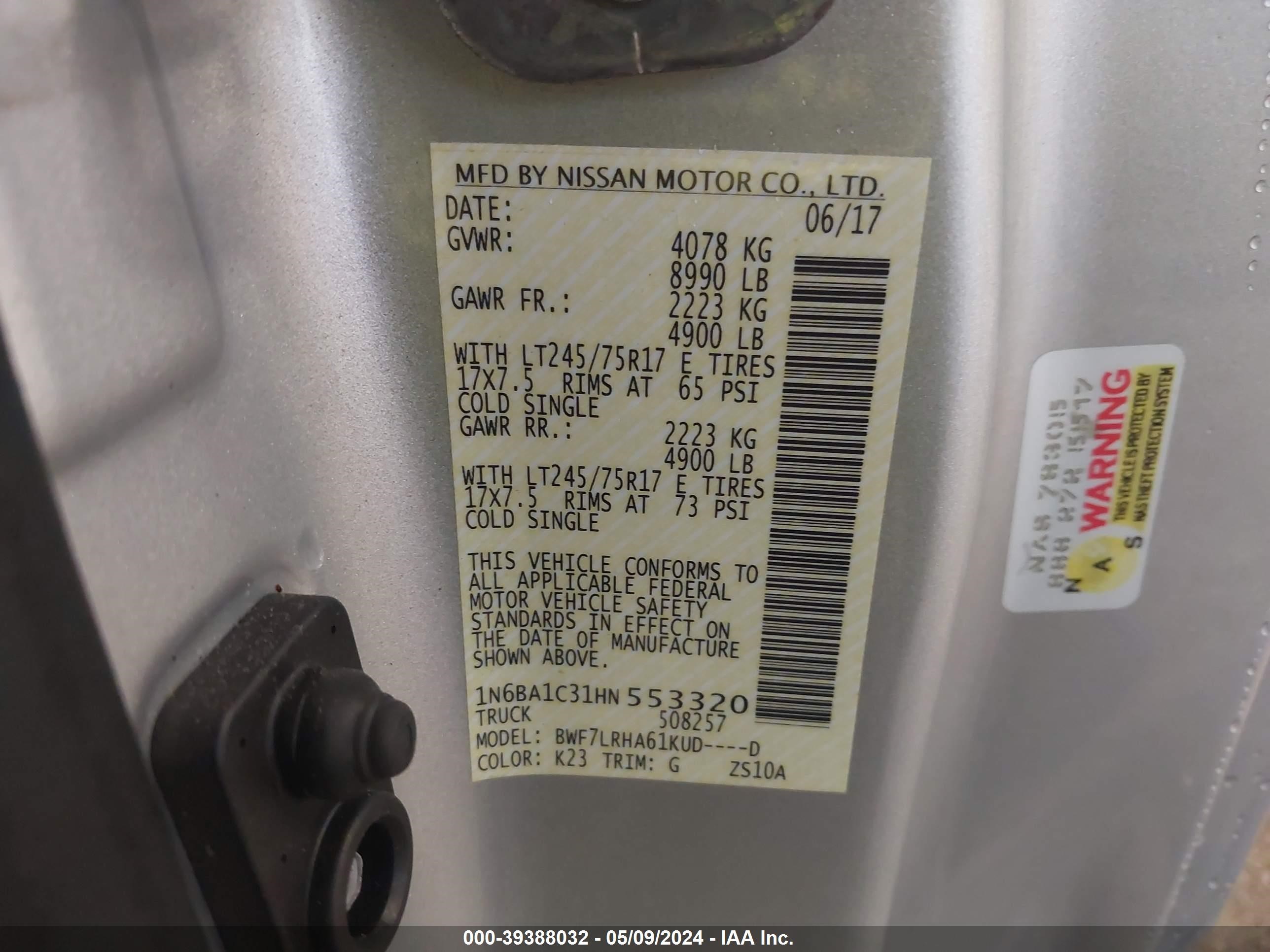 Photo 8 VIN: 1N6BA1C31HN553320 - NISSAN NULL 