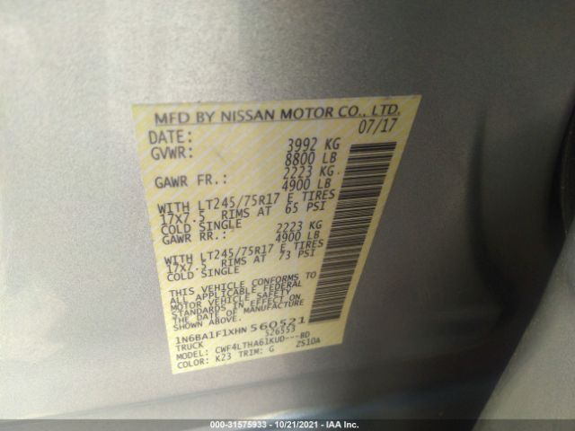 Photo 8 VIN: 1N6BA1F1XHN560521 - NISSAN TITAN XD 