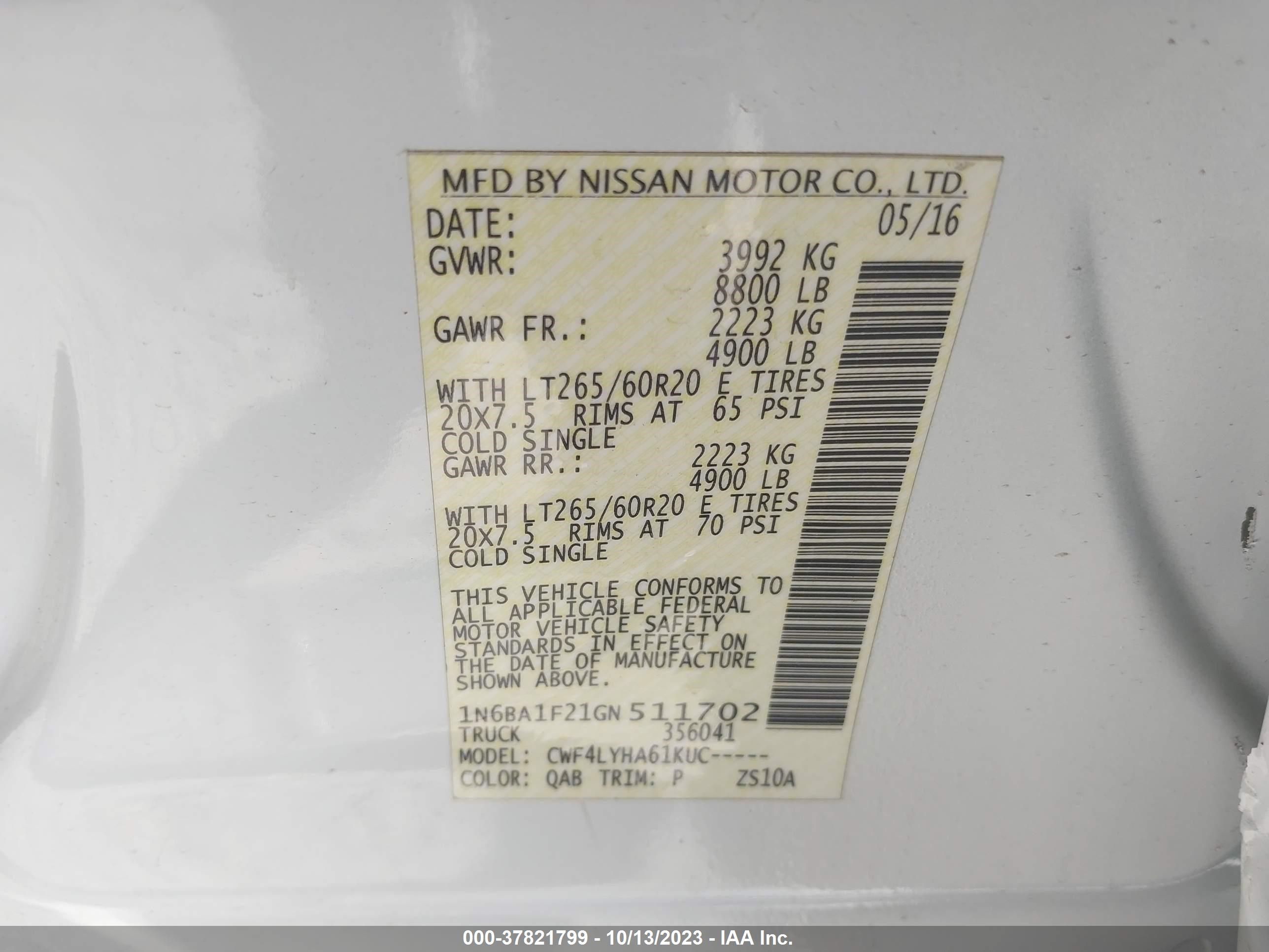 Photo 8 VIN: 1N6BA1F21GN511702 - NISSAN TITAN XD 