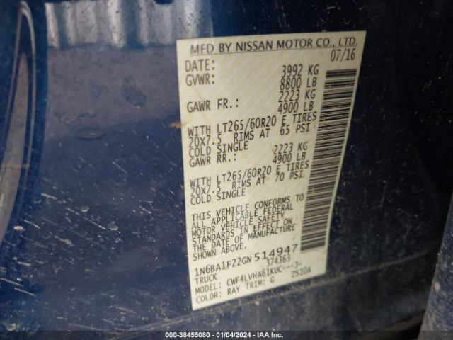 Photo 8 VIN: 1N6BA1F22GN514947 - NISSAN TITAN XD 