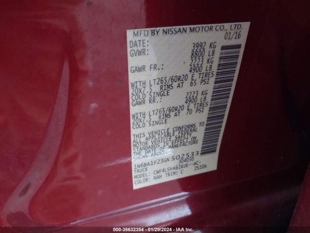 Photo 8 VIN: 1N6BA1F23GN502533 - NISSAN TITAN XD 