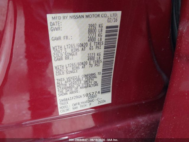 Photo 8 VIN: 1N6BA1F29GN505274 - NISSAN TITAN 