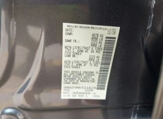 Photo 8 VIN: 1N6BA1F34KN511629 - NISSAN TITAN 