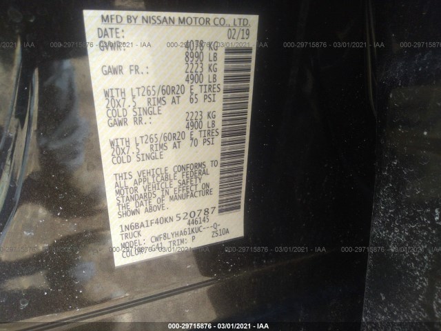 Photo 8 VIN: 1N6BA1F40KN520787 - NISSAN TITAN XD 