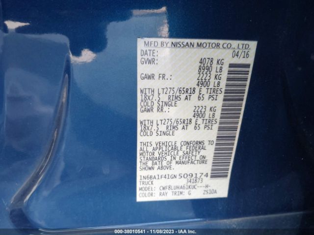 Photo 8 VIN: 1N6BA1F41GN509174 - NISSAN TITAN XD 