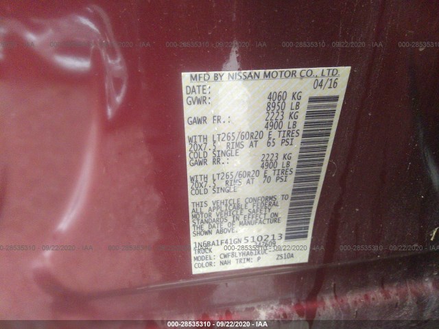 Photo 8 VIN: 1N6BA1F41GN510213 - NISSAN TITAN XD 