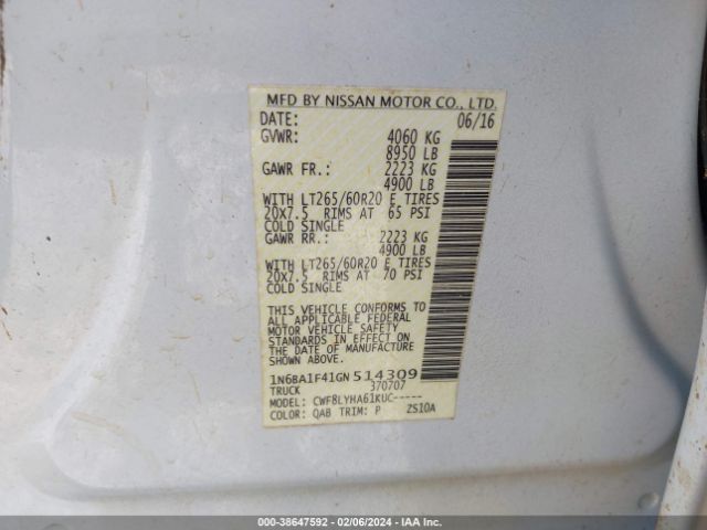 Photo 8 VIN: 1N6BA1F41GN514309 - NISSAN TITAN XD 