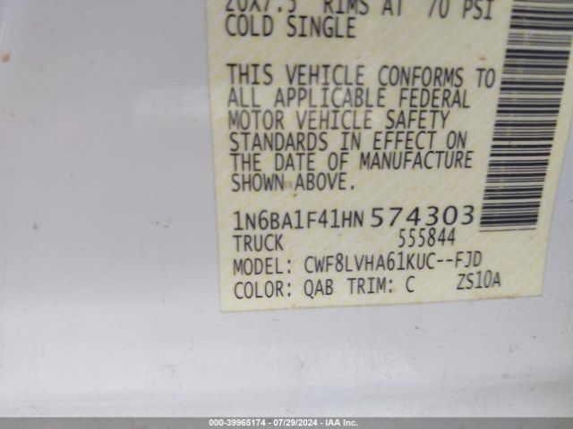 Photo 8 VIN: 1N6BA1F41HN574303 - NISSAN TITAN 