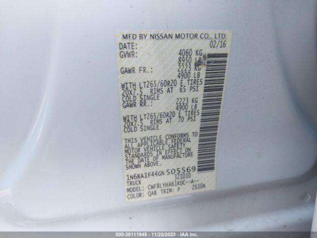 Photo 8 VIN: 1N6BA1F44GN505569 - NISSAN TITAN XD 