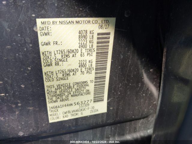 Photo 8 VIN: 1N6BA1F44HN563277 - NISSAN TITAN 