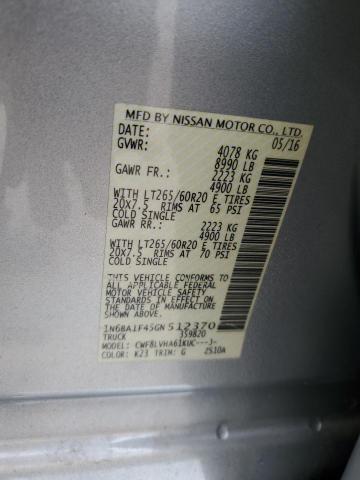 Photo 11 VIN: 1N6BA1F45GN512370 - NISSAN TITAN 