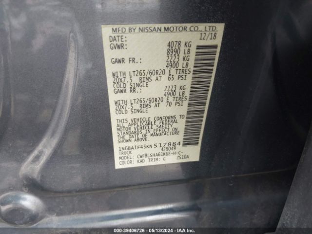 Photo 8 VIN: 1N6BA1F45KN517884 - NISSAN TITAN XD 