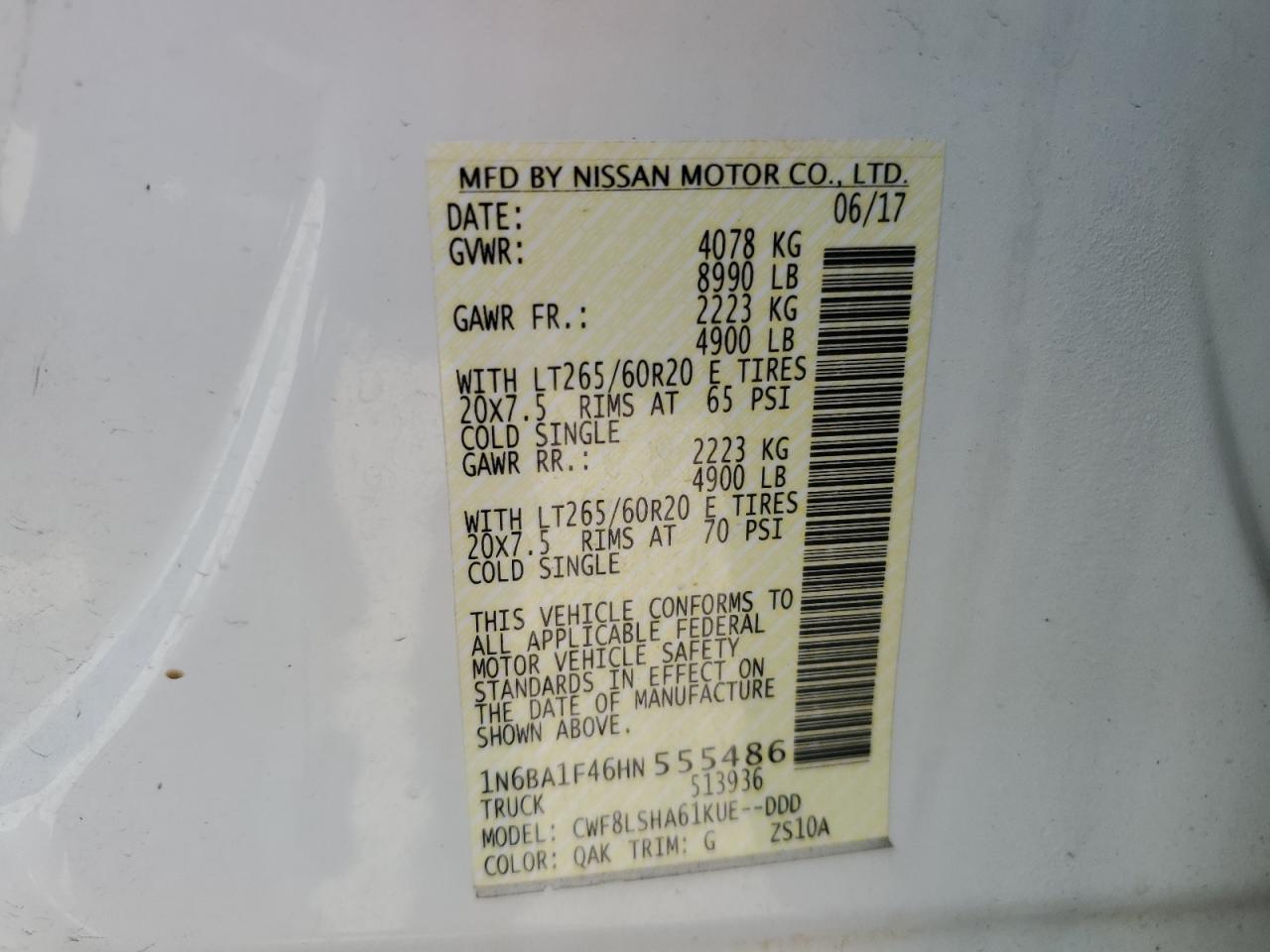 Photo 11 VIN: 1N6BA1F46HN555486 - NISSAN TITAN 