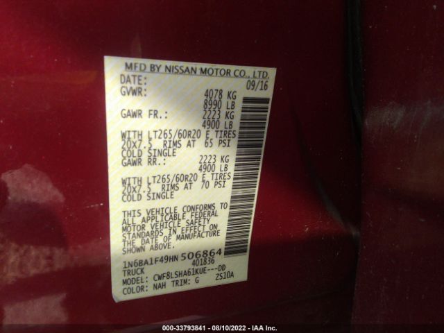 Photo 8 VIN: 1N6BA1F49HN506864 - NISSAN TITAN XD 