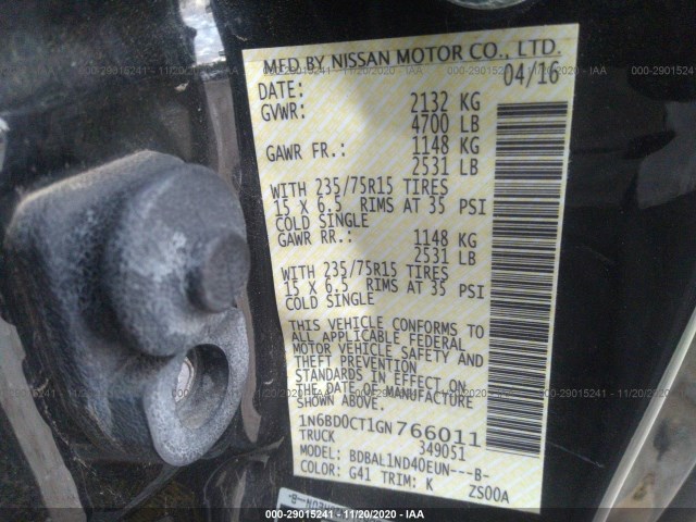 Photo 8 VIN: 1N6BD0CT1GN766011 - NISSAN FRONTIER 