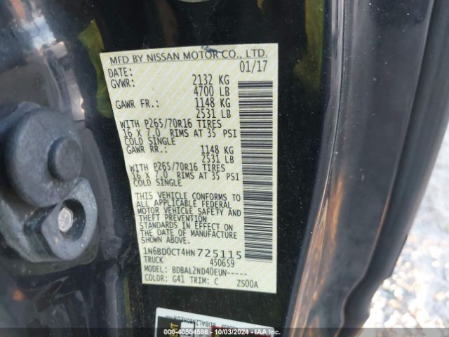 Photo 8 VIN: 1N6BD0CT4HN725115 - NISSAN FRONTIER 