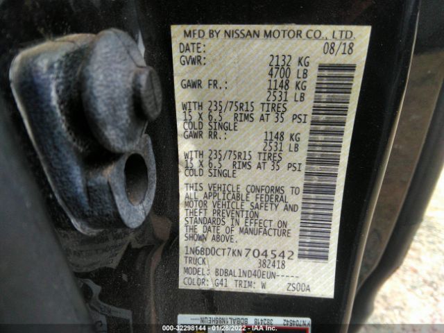 Photo 8 VIN: 1N6BD0CT7KN704542 - NISSAN FRONTIER 