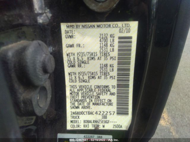 Photo 8 VIN: 1N6BD0CT8AC422257 - NISSAN FRONTIER 