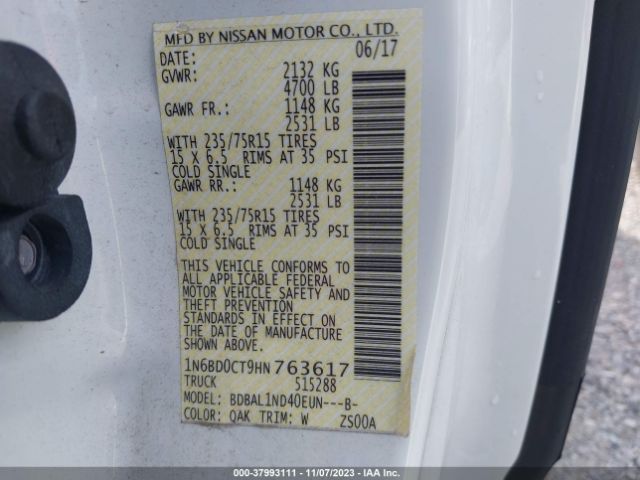 Photo 8 VIN: 1N6BD0CT9HN763617 - NISSAN FRONTIER 